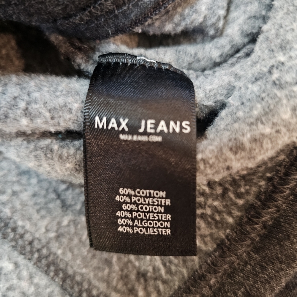 Max Jeans Gray Knit Moto Jacket L Asymmetrical Zip Fleece Lined Cotton Blend - Picture 8 of 12